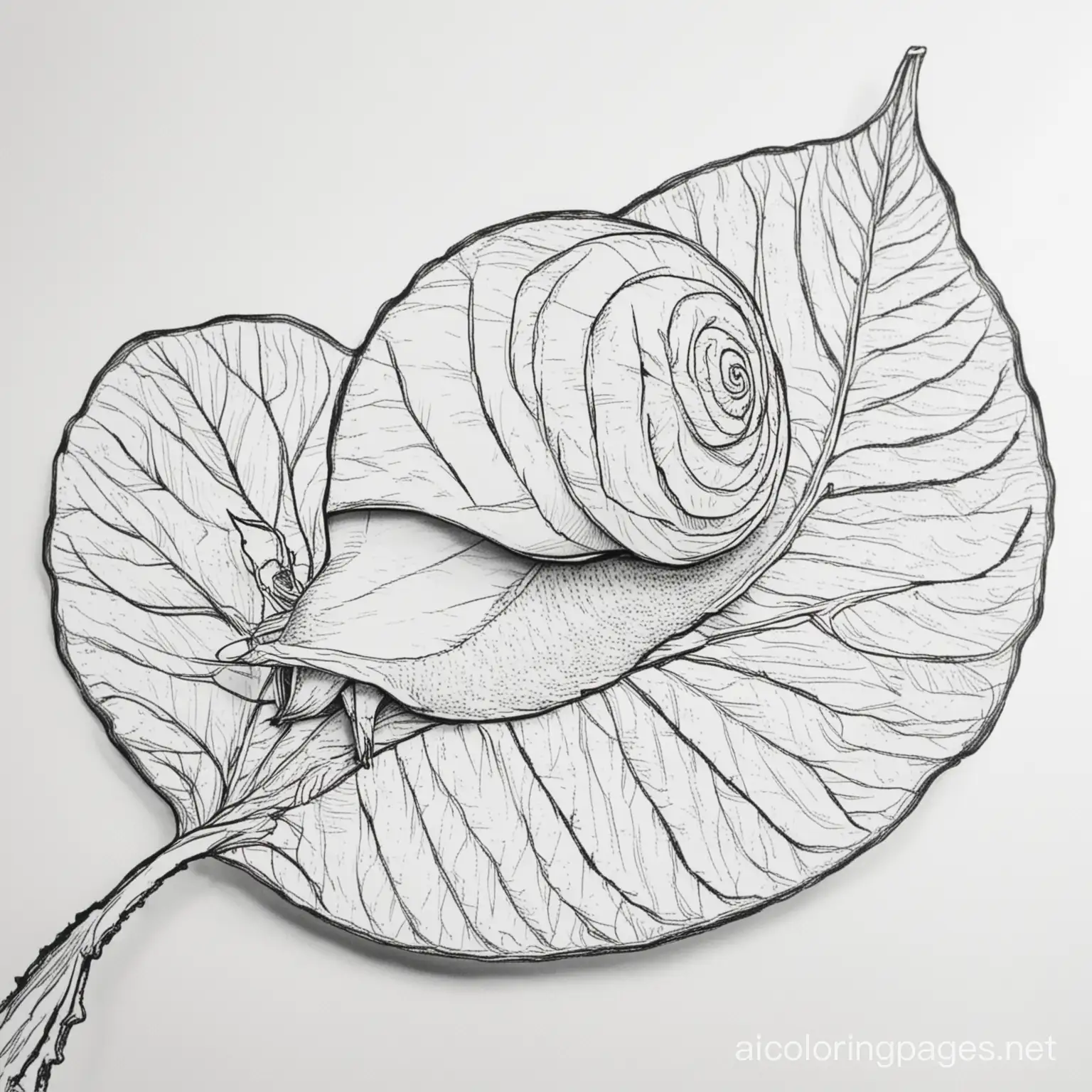 Snail-on-Leaf-Coloring-Page-Simple-Black-and-White-Line-Art-for-Kids