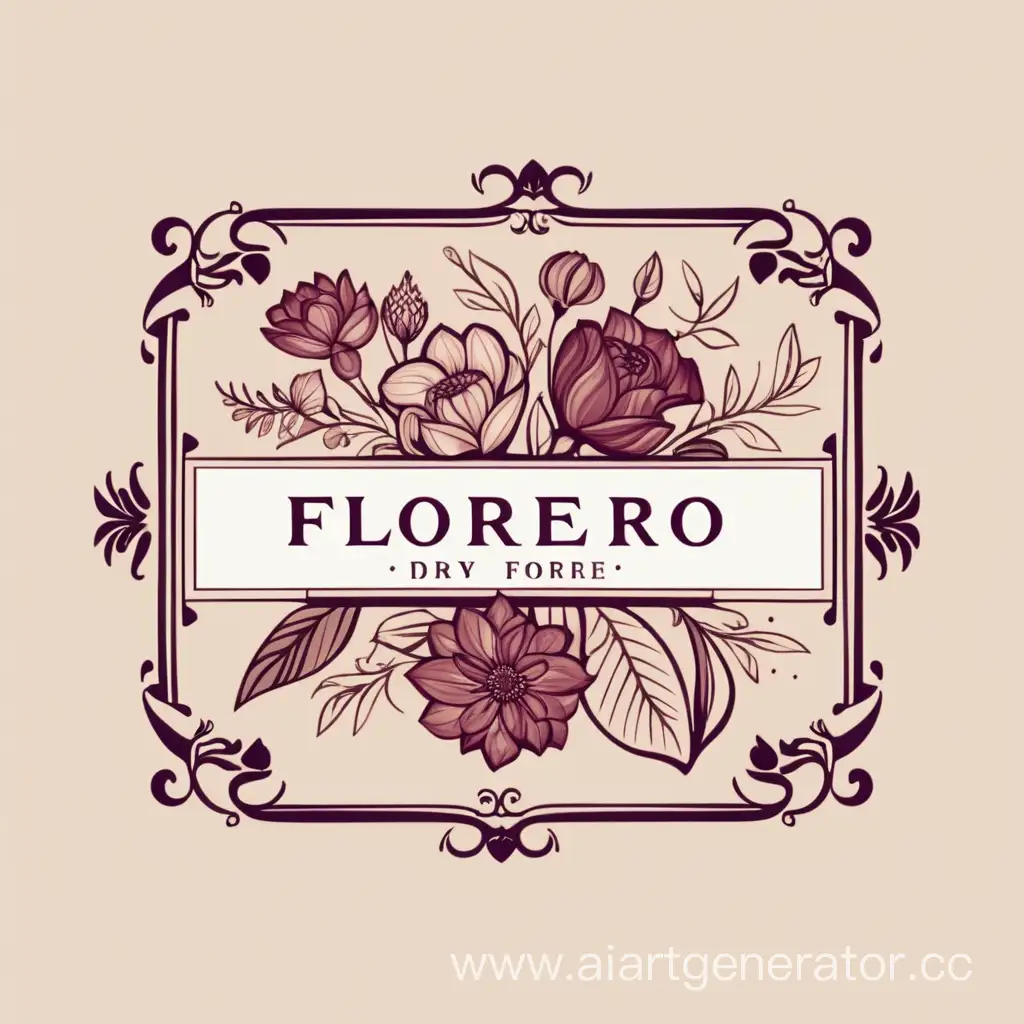 FLORERO логотип магазина сухих цветов luxery style прямоугольный дорогой логотип
