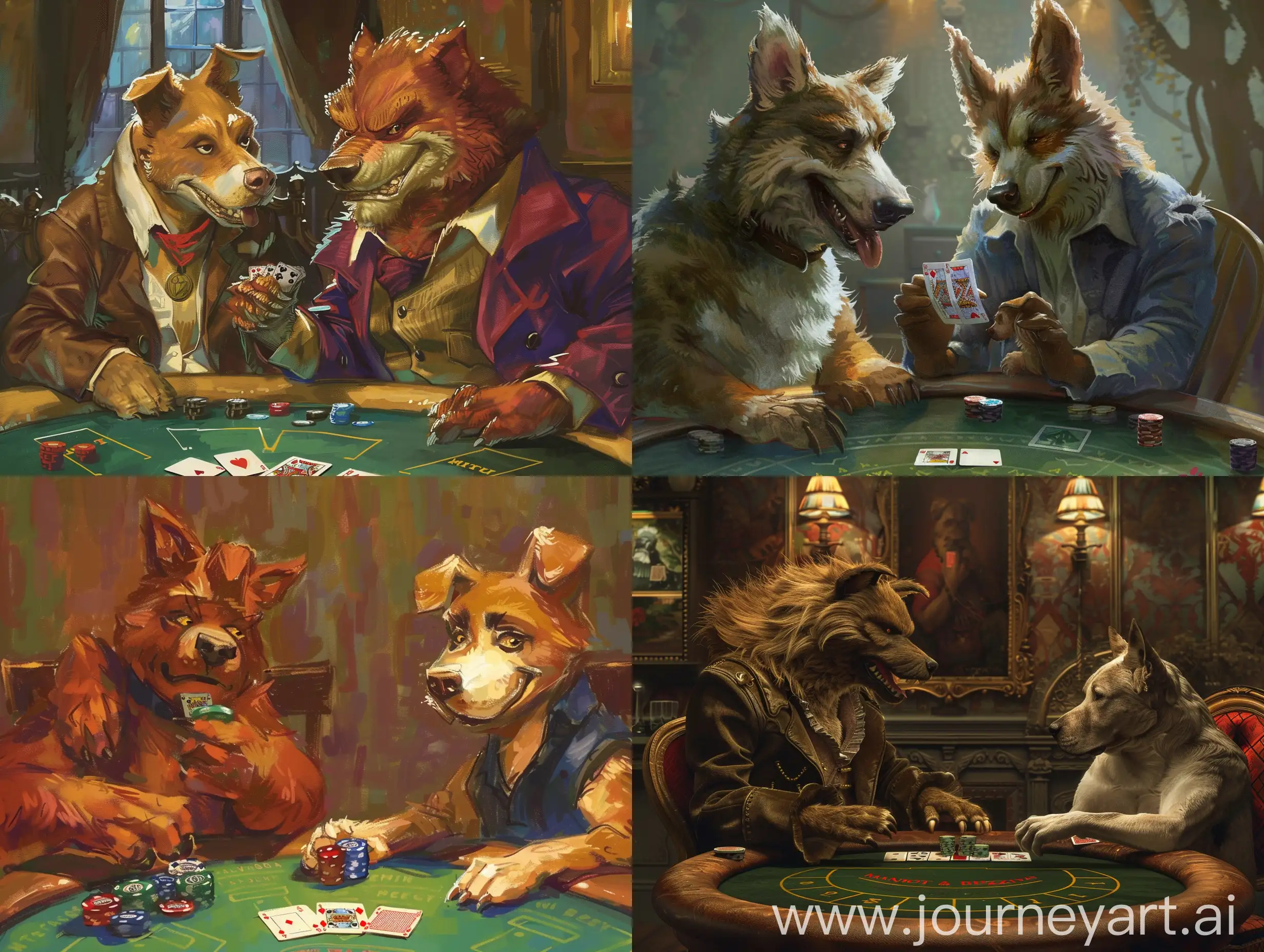 Мистер Бист играет с собакой в покер