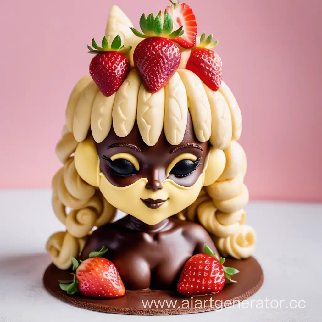 Deliciously-Sweet-Chocolate-Girl-with-Puff-Pastry-Skin-and-Custard-Cream-Hair-Masked-by-Strawberries