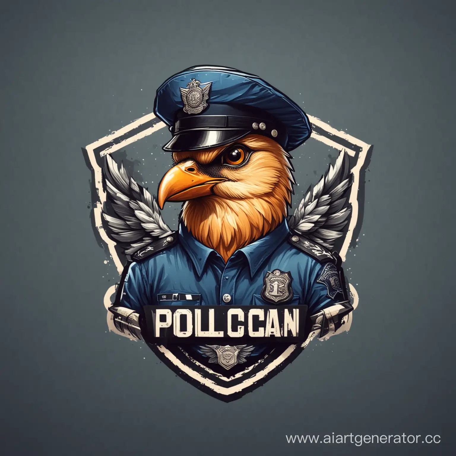 create a logotype of a policeman in the form of a bird