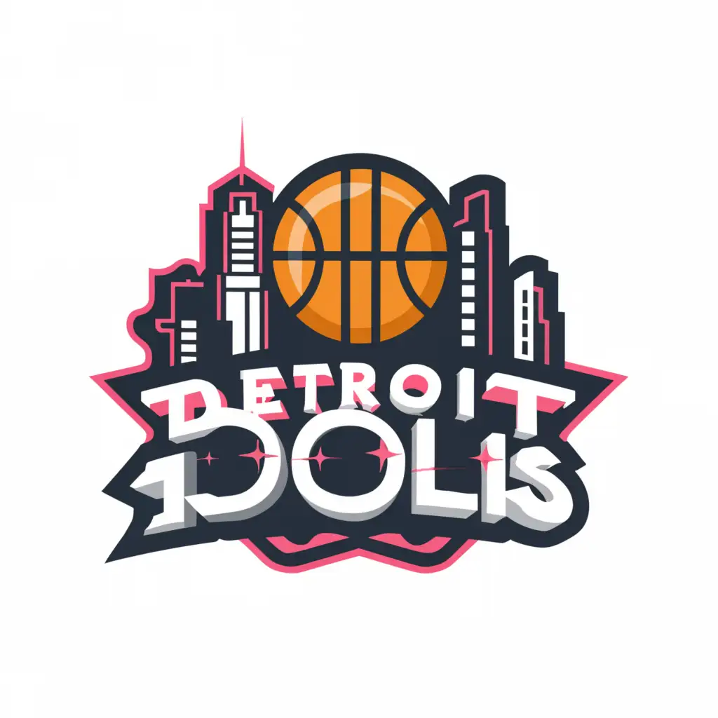 a logo design,with the text "Detroit Dolls", main symbol:Basketball,Moderate,clear background