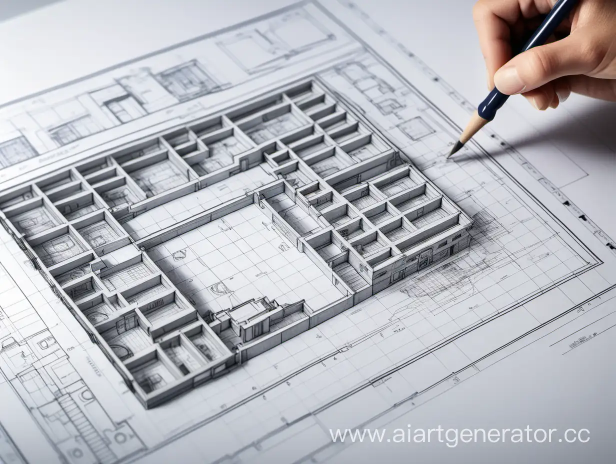 drawing sheet with printed building plan
Everything under stamp frame