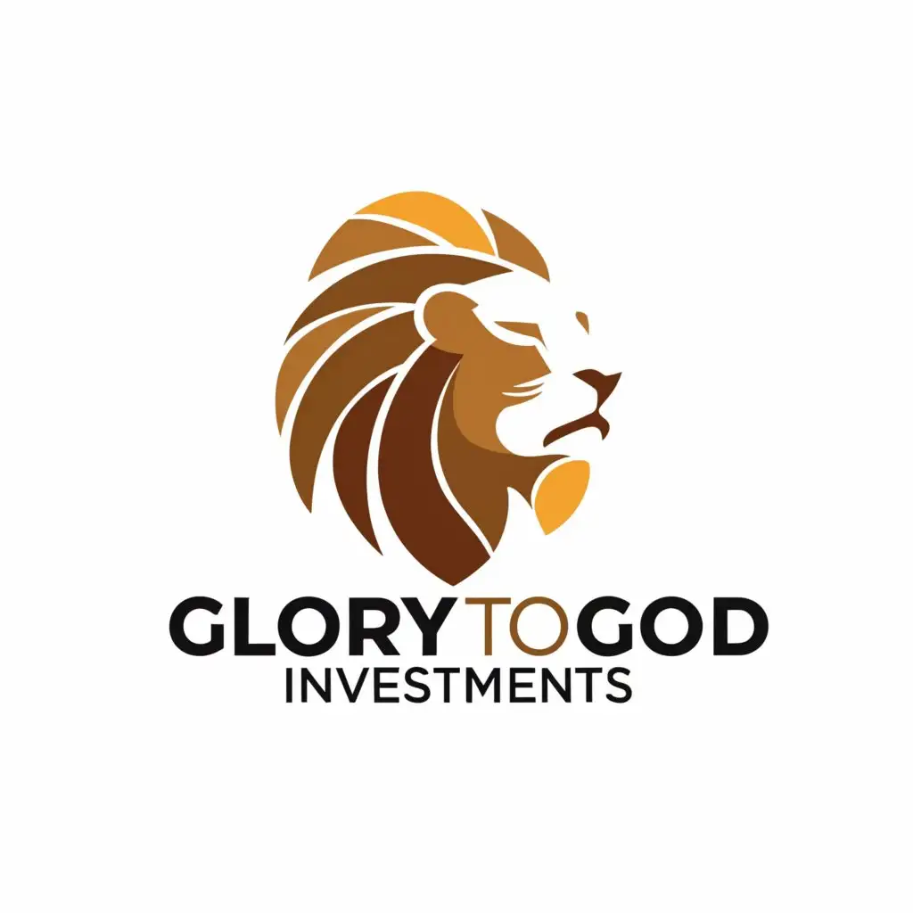 a logo design,with the text "Glory To God Investments", main symbol:Lion,Minimalistic,clear background