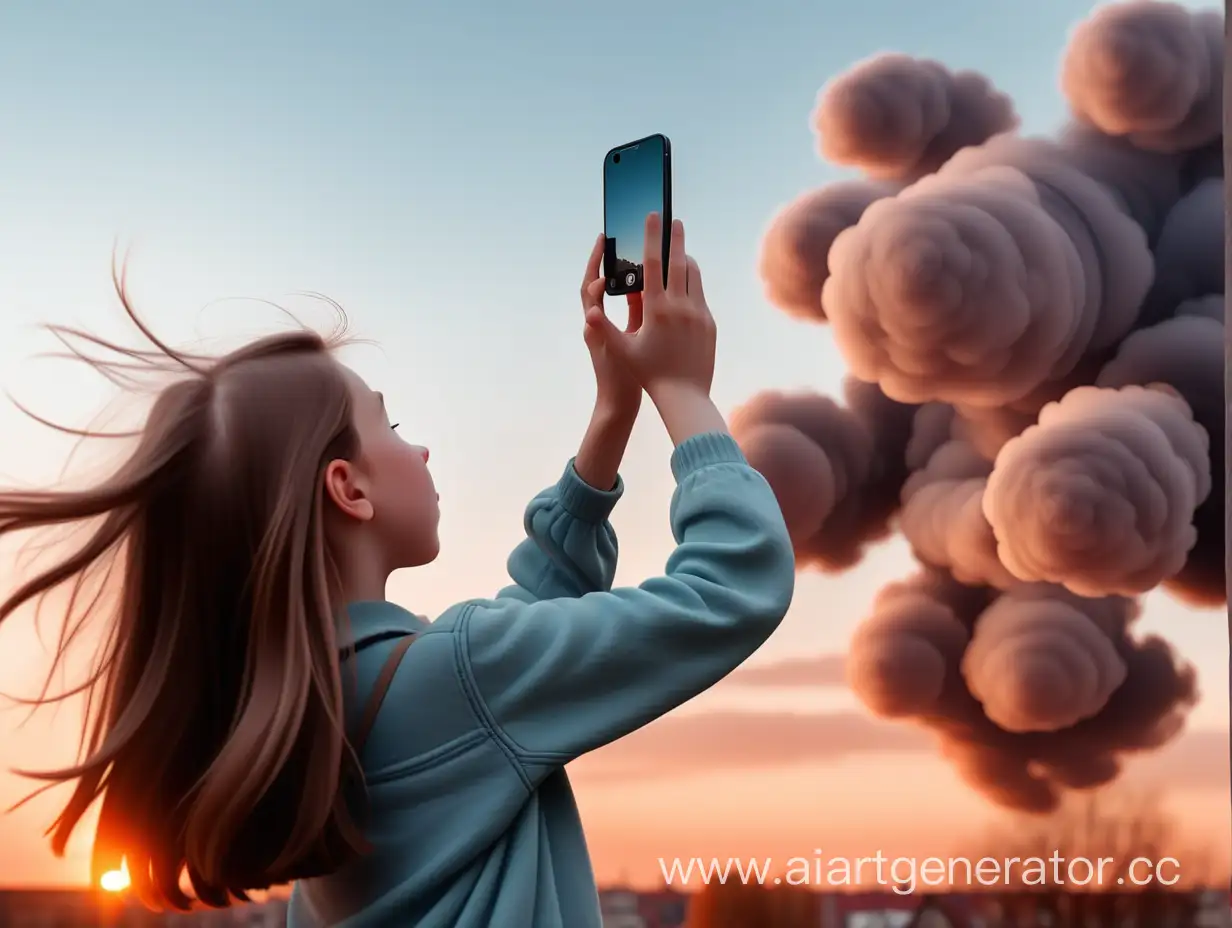 Girl-Capturing-Ethereal-Air-Moments-on-Smartphone