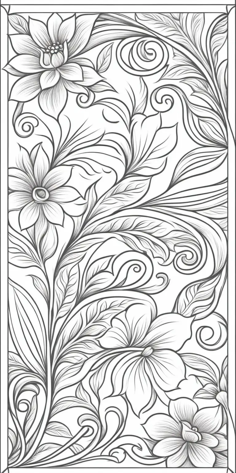 a floral pattern for a door. line art only. 