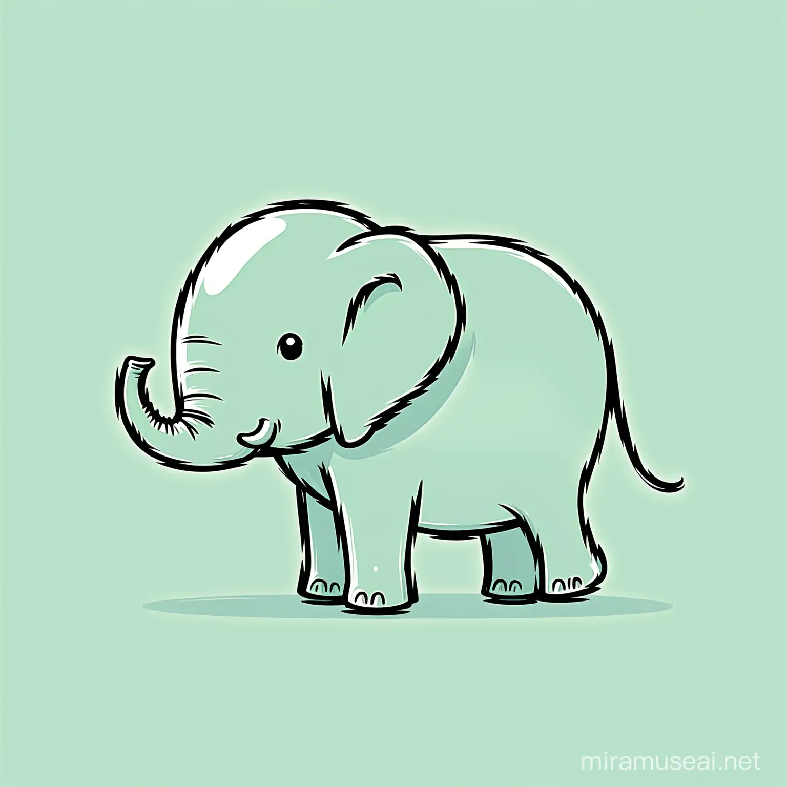 Minimalistic Line Art of a funny elephant