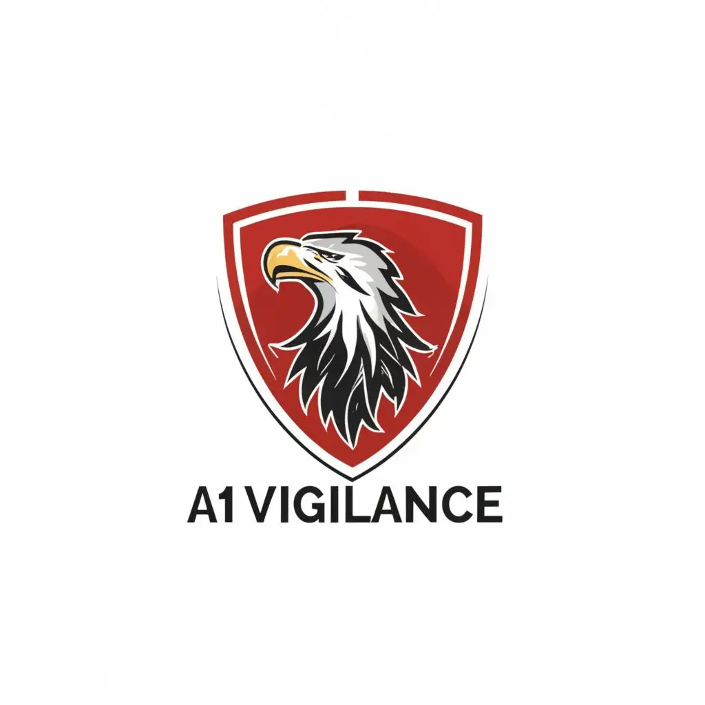 logo, SHIELD with eagle face
Red & Black contrast, with the text "A1 VIGILANCE", typography, be used in Legal industry