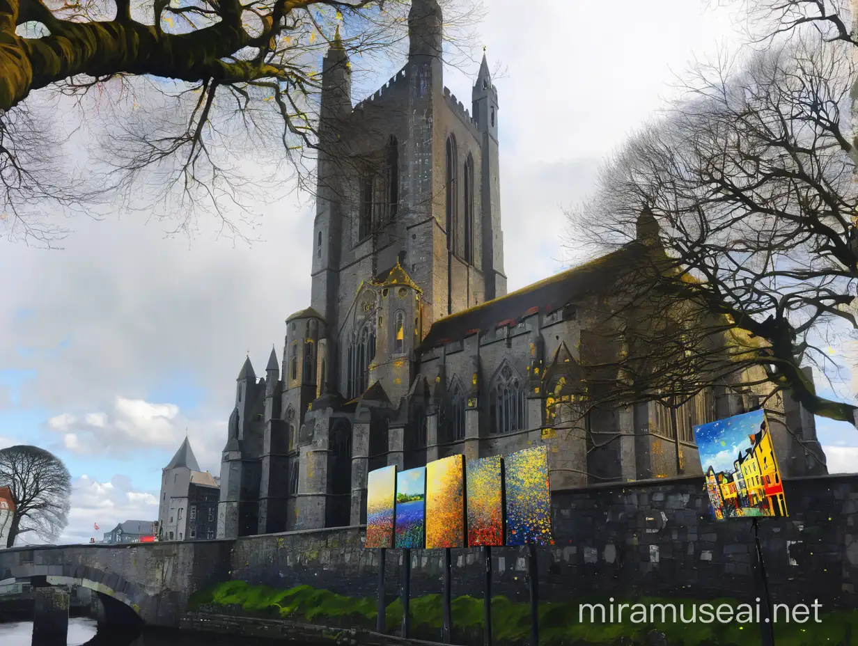 Vibrant Limerick City Landscape in Klimt Art Style