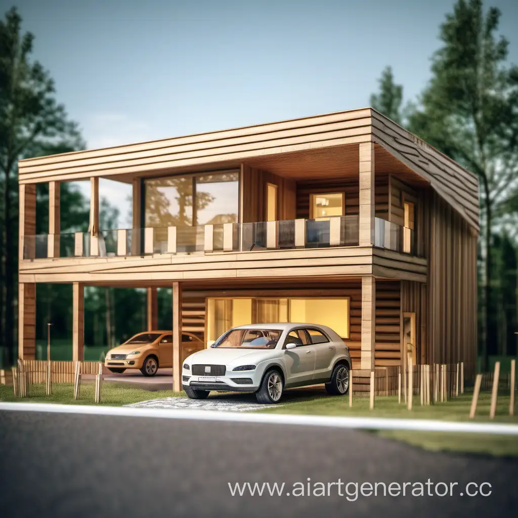 Charming-Wooden-Country-House-with-Playful-Children-and-Car