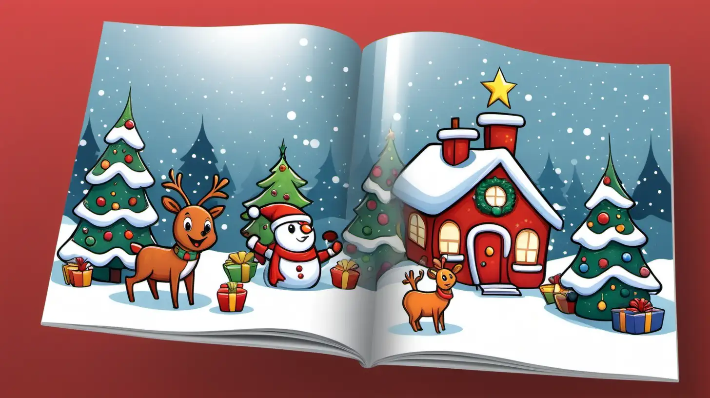 Cartoon Christmas Adventure for Childrens Book Illustration