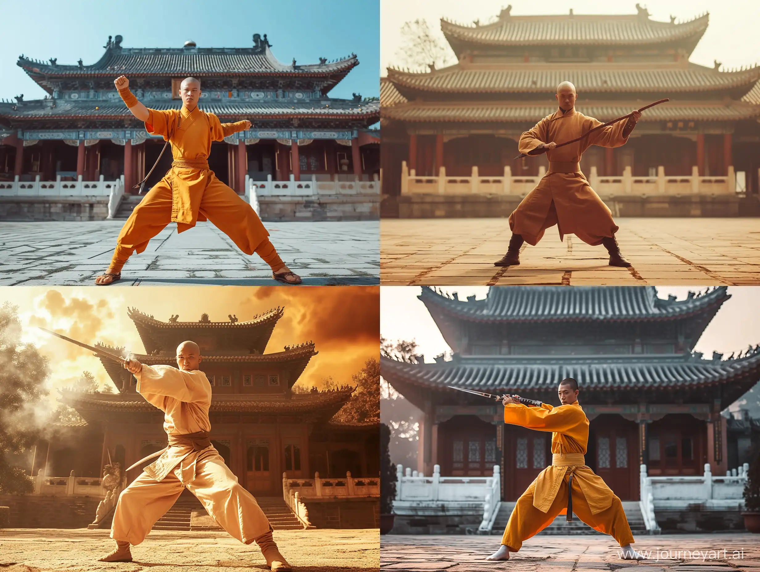 Shaolin-Monk-with-Weapon-Ready-for-Battle-in-Front-of-the-Temple