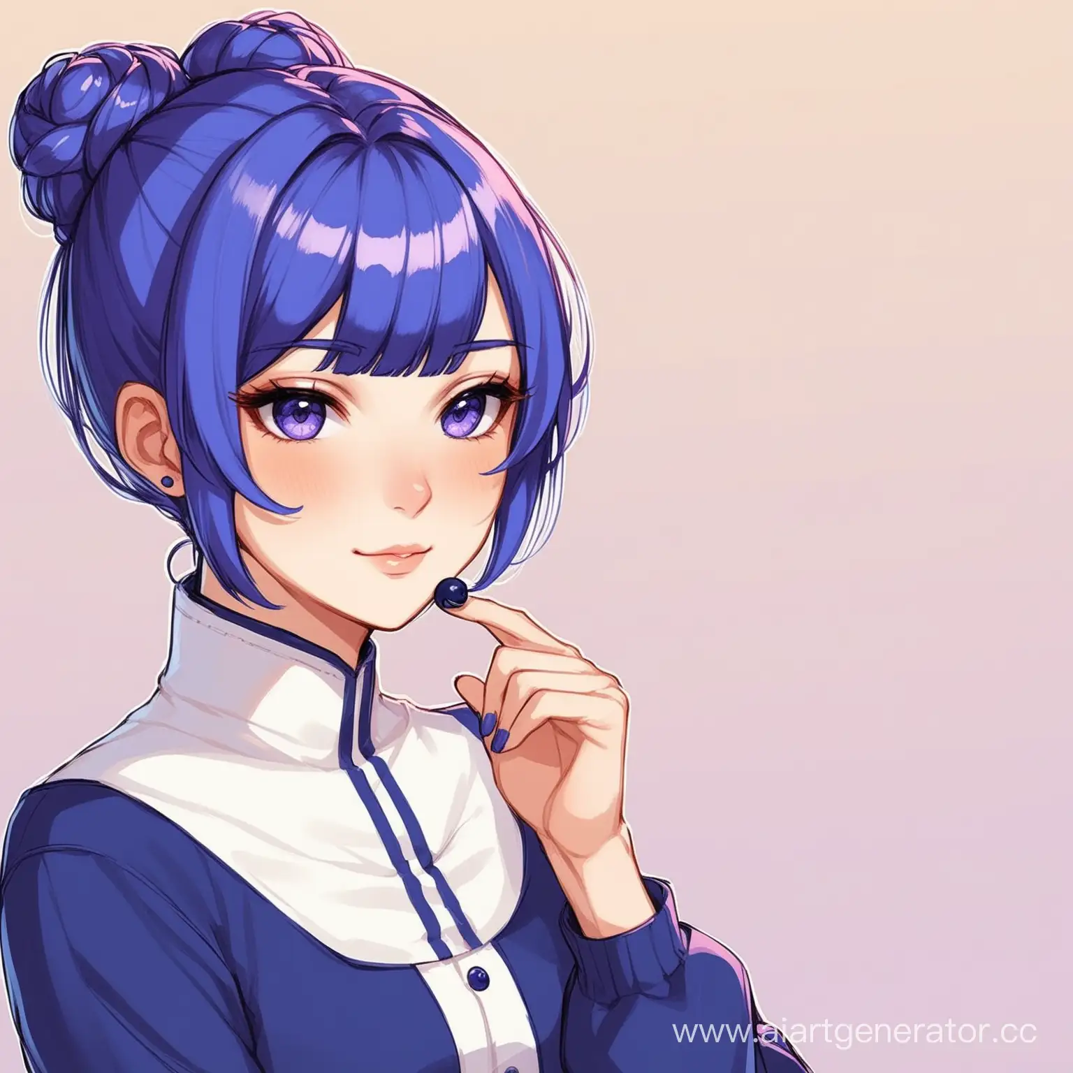 humanization_blueberry hair_bun в_полный_рост