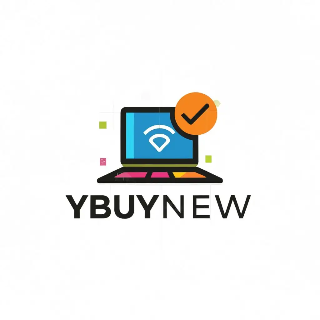 a logo design,with the text "ybuynew", main symbol:laptop,Moderate,be used in Retail industry,clear background