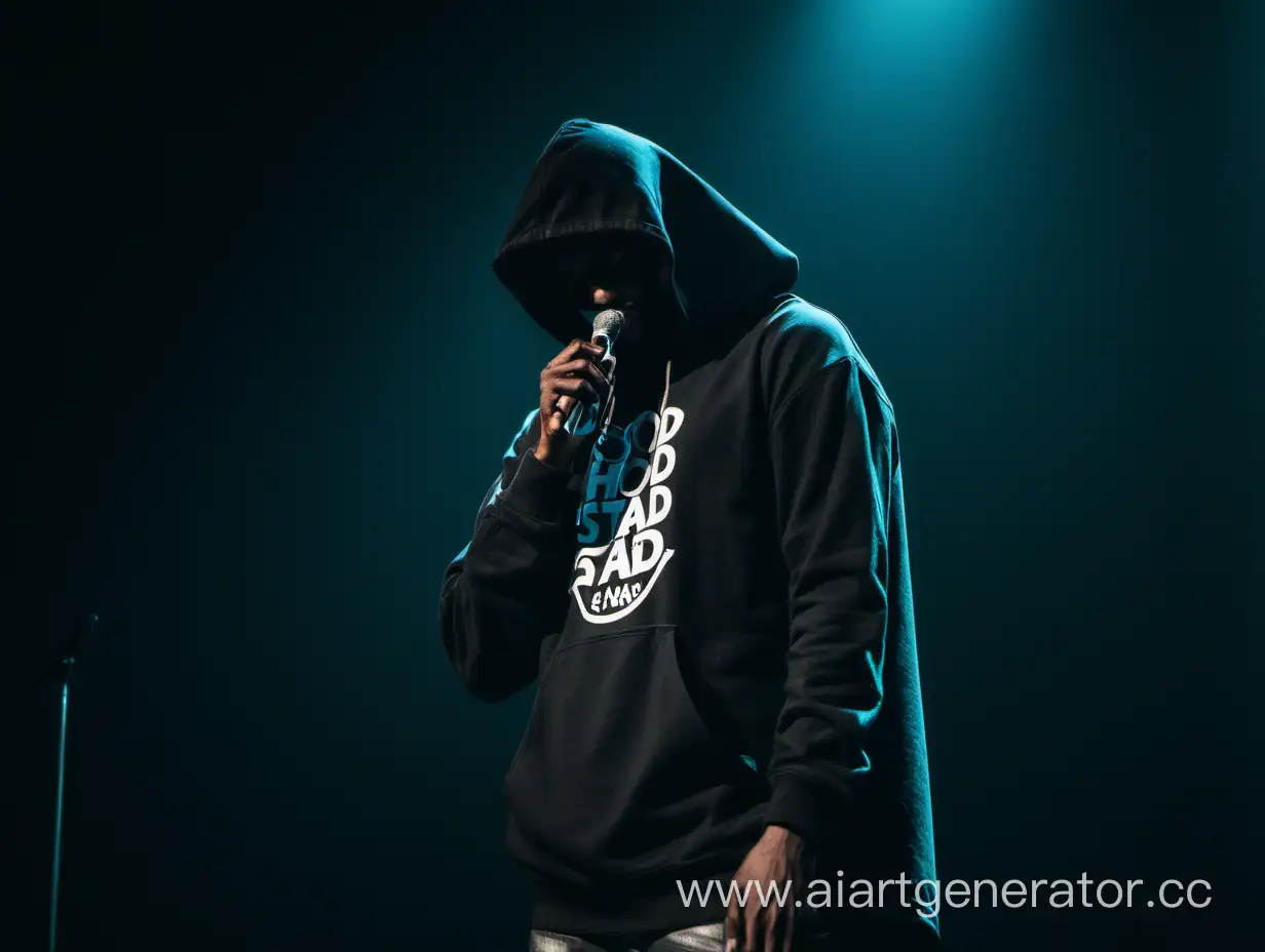 Mysterious-Artist-Performing-on-Stage-in-a-Hood