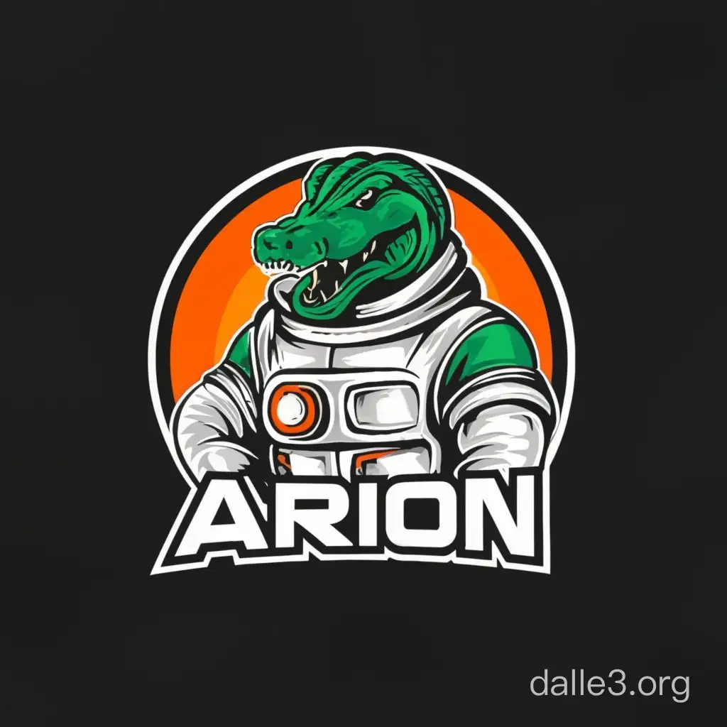 крокодил в скафандре, надпись ARION сверху, логотип
