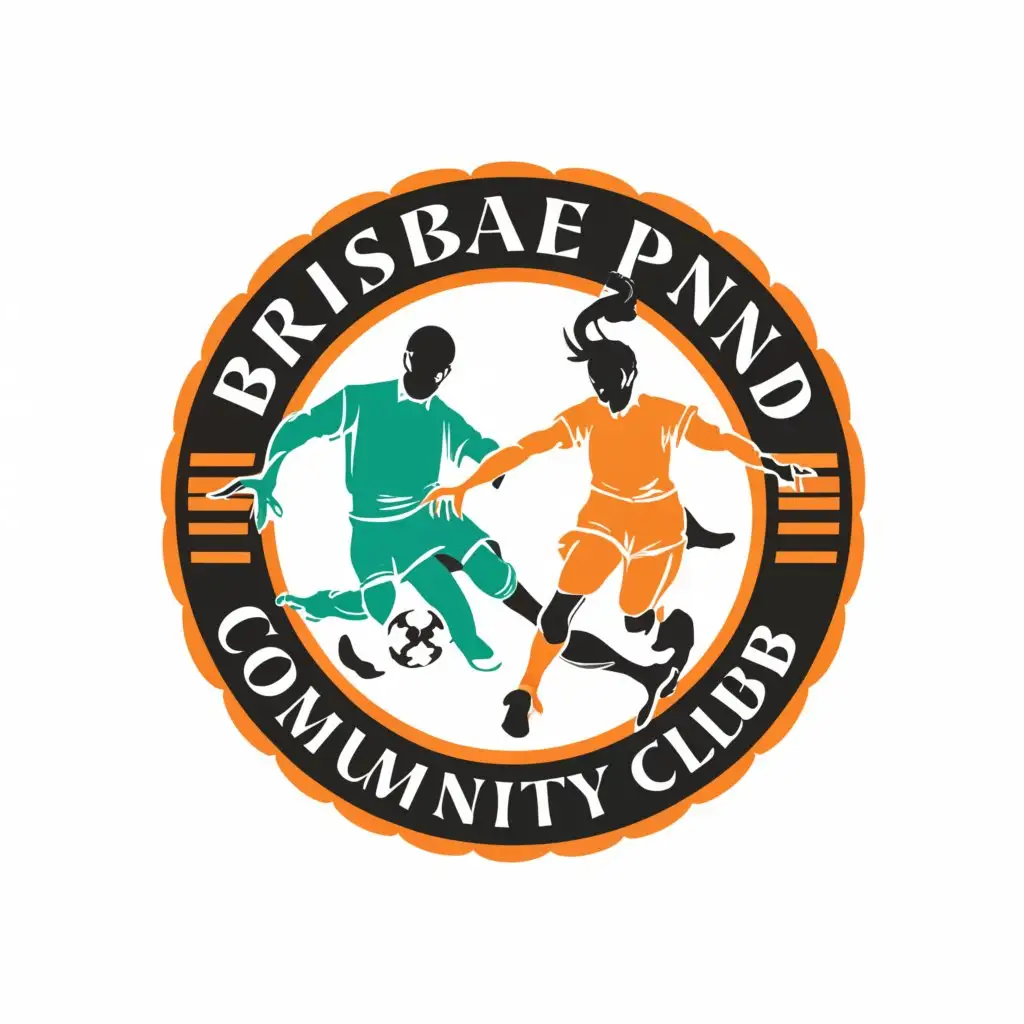 a logo design,with the text "BPCC
Brisbane Punjabi Community Club", main symbol:Two soccer player male and female in circle,Moderate,be used in Sports Fitness industry,clear background