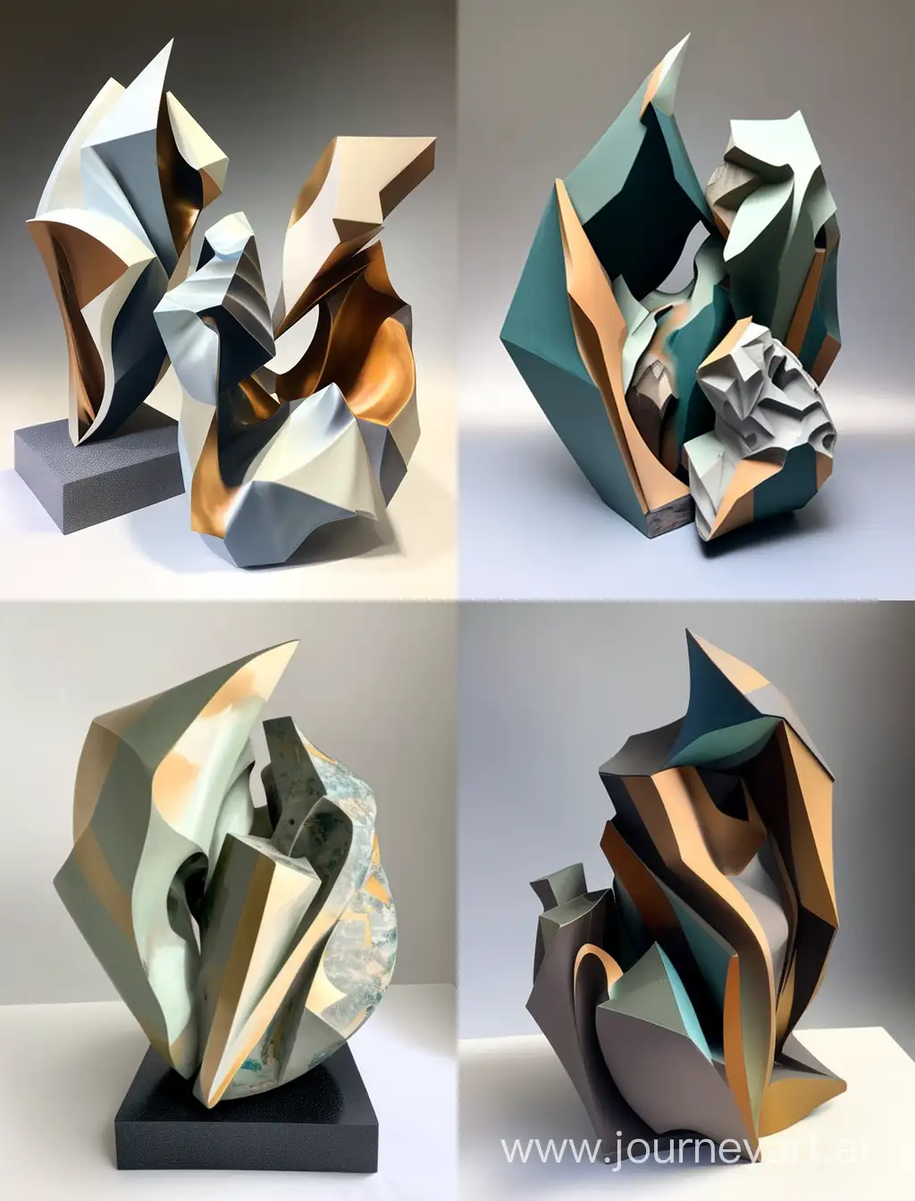 Abstract-Geometric-Sculpture-Ceramics-60s-Style-with-Voluminous-Details-and-Muted-Shades