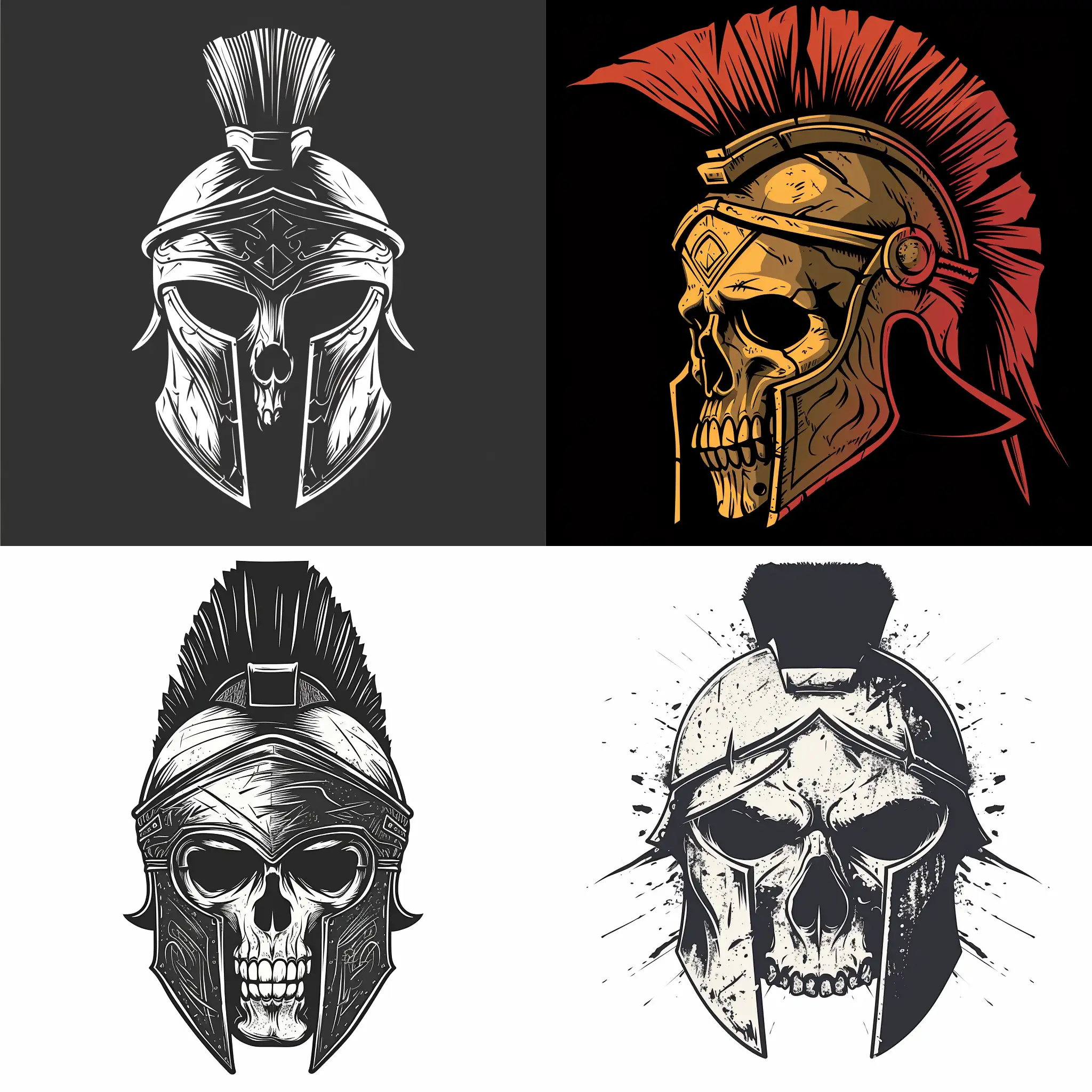 Spartan helmet in the form of a skull, in vector graphic style