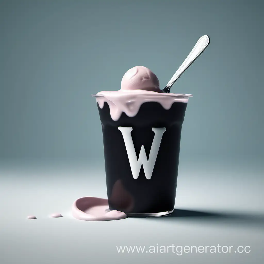 Буква W в йогурте черном 