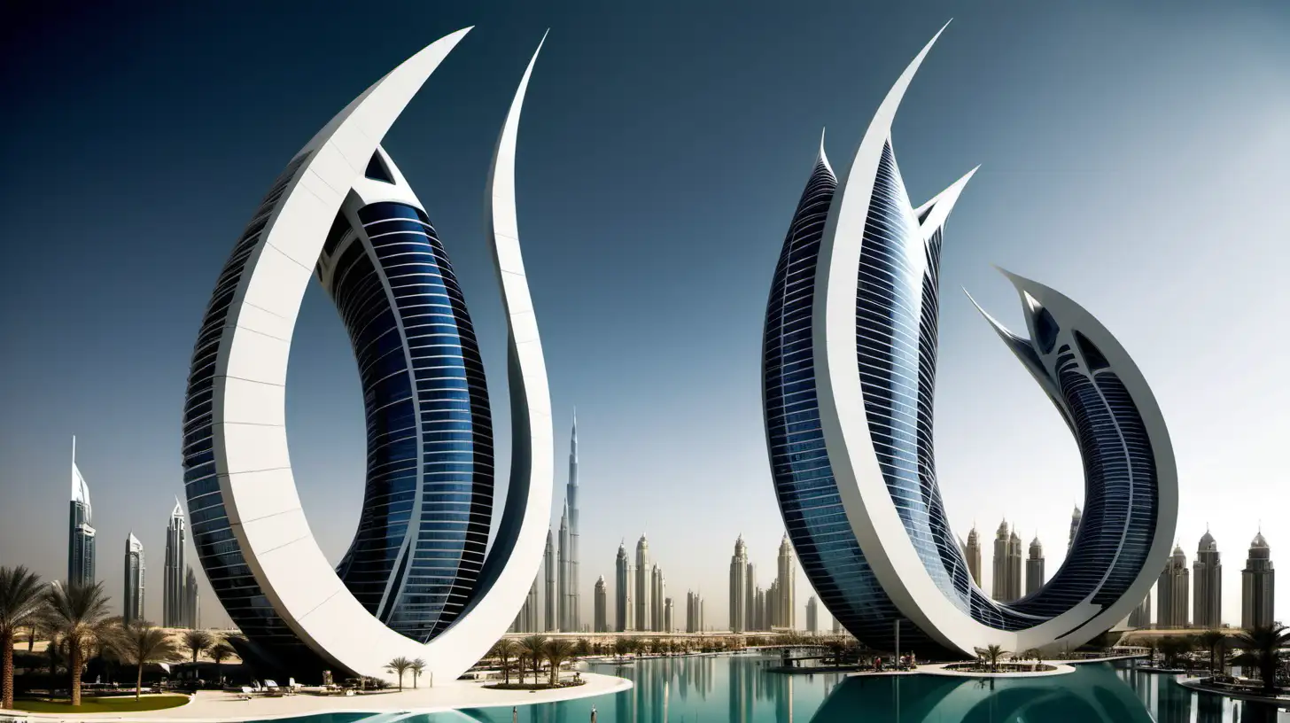 interesting shaped structure in Dubai, futuristic