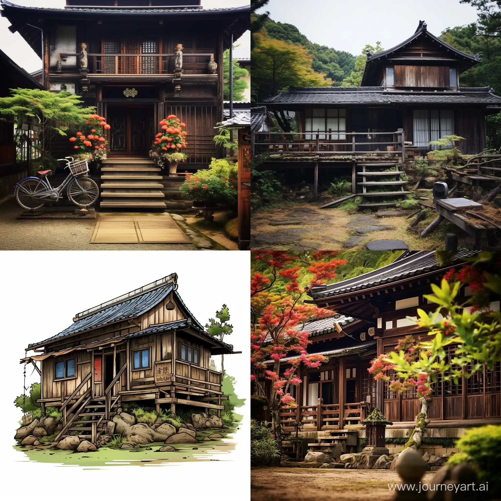 Traditional-Japanese-Wooden-House-in-Rural-Setting