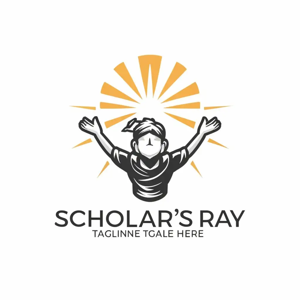 a logo design,with the text "Scholor's Ray", main symbol:A student with light or ray of light on head,Moderate,be used in Education industry,clear background