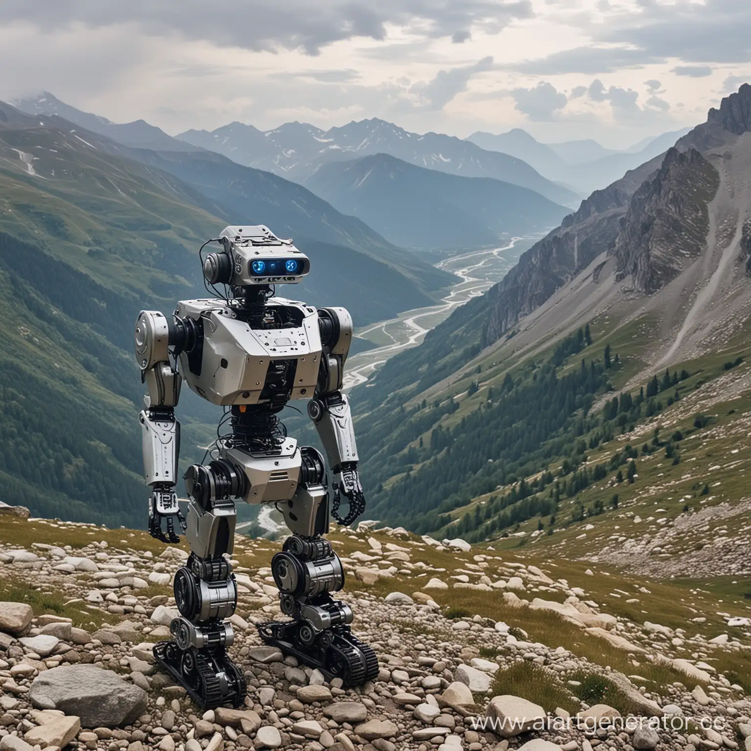 robot in the alpian mountains