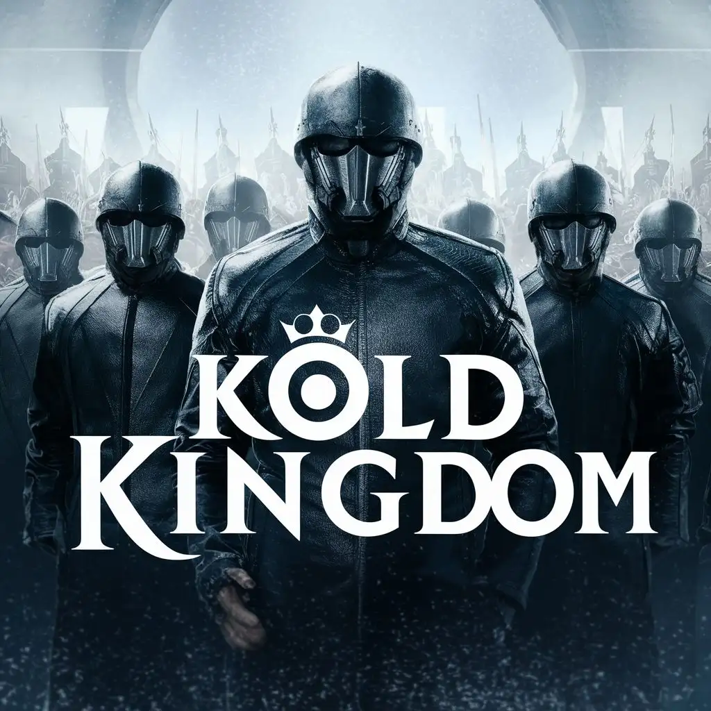 logo, an army of black soldiers, with the text "KOLD Kingdom", typography