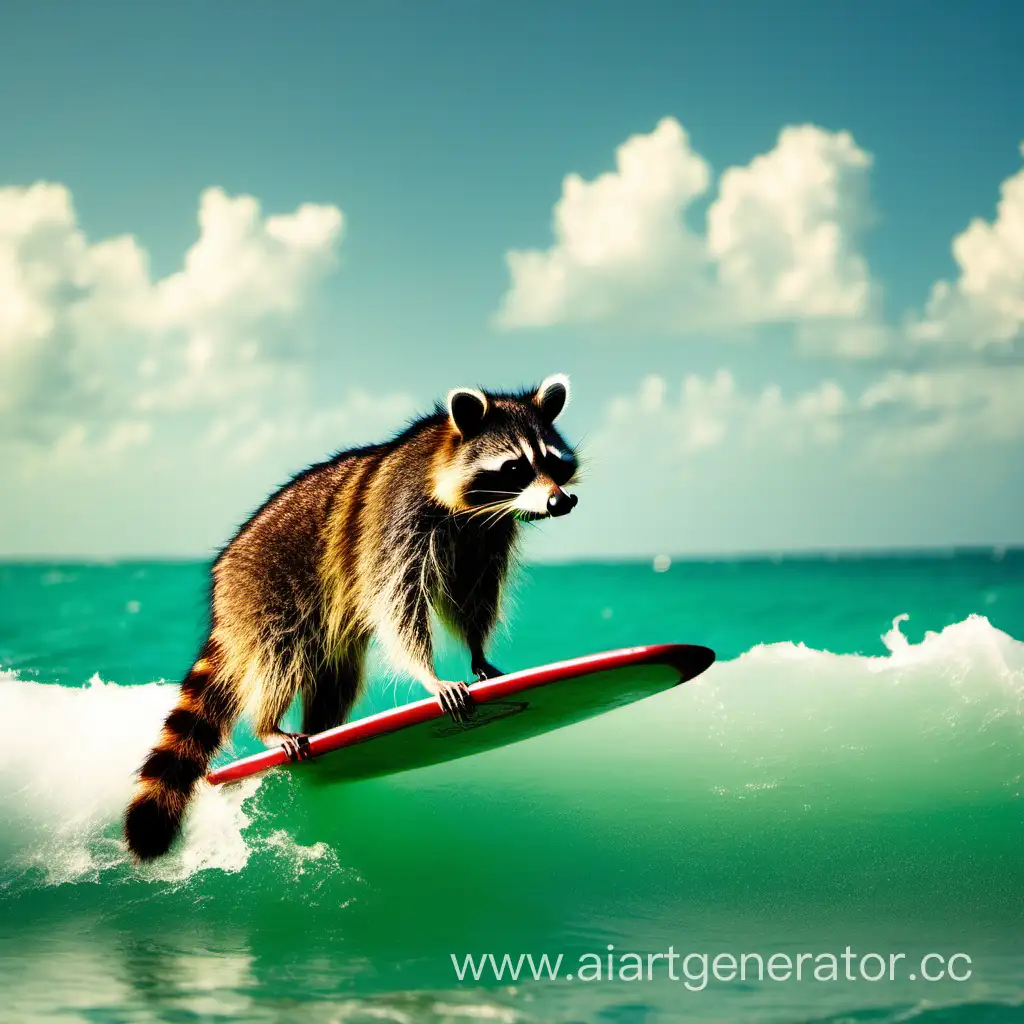 Adventurous-Raccoon-Surfing-in-Miami-Sunshine