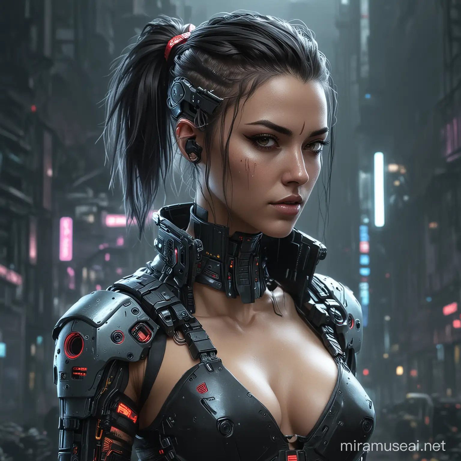 Futuristic Cyberpunk Woman in Vibrant Color Palette