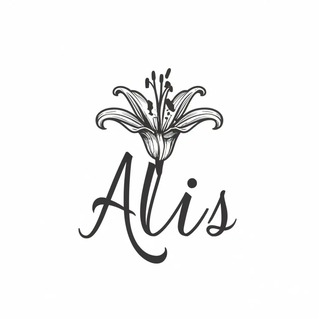 logo, Lily flower, with the text "ALIS", typography
