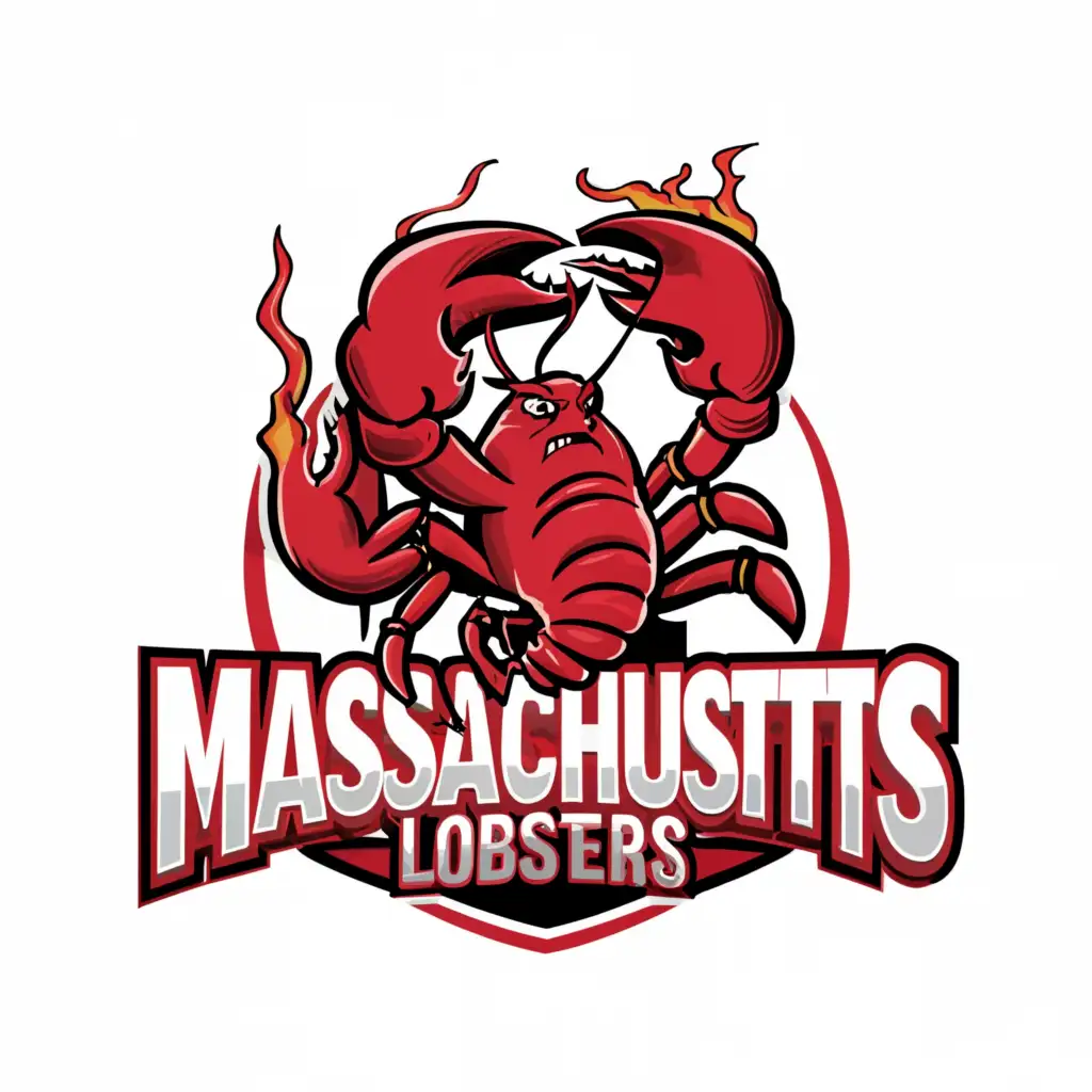 a logo design,with the text "Massachusetts Lobsters", main symbol:Cartoon Angry Lobster,Moderate,be used in Sports Fitness industry,clear background