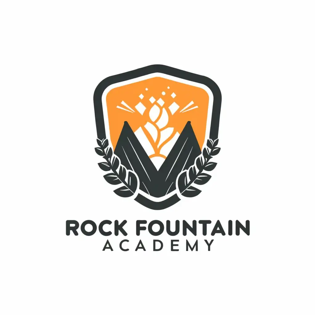 a logo design,with the text "Rock Fountain Academy", main symbol:school badge,Moderate,be used in Education industry,clear background