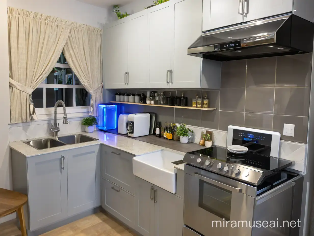 Modern Small LType Kitchen Renovation with Dishwasher and PullOut Cabinets