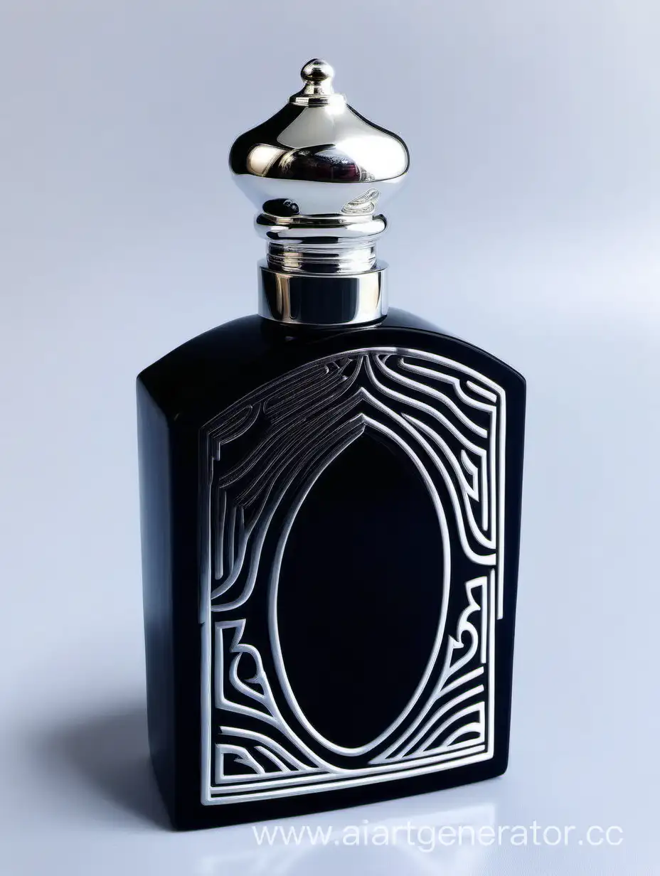 Zamac-Perfume-Bottle-with-Ornamental-Black-and-Royal-Turquoise-Design
