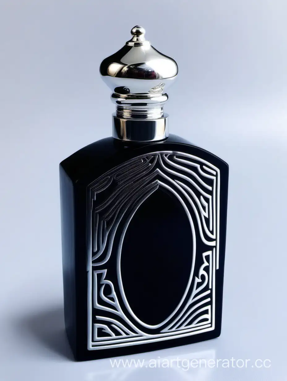 Zamac Perfume decorative ornamental  black, royal dark torquious  heavy bottle double in height  with stylish Silver lines cap and bottle