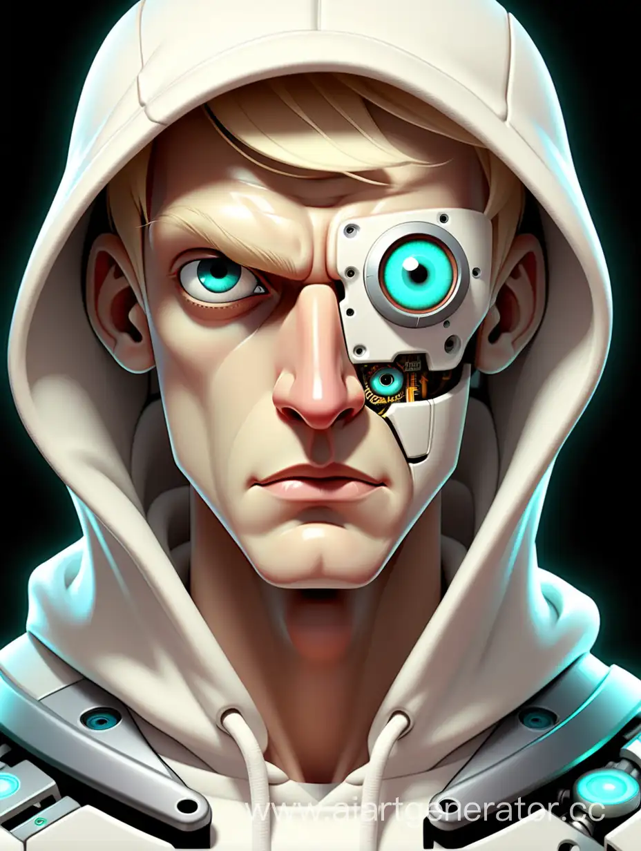 Blond-Man-with-Square-Face-and-Cyborg-Eye-in-Stylish-Cartoon-Look
