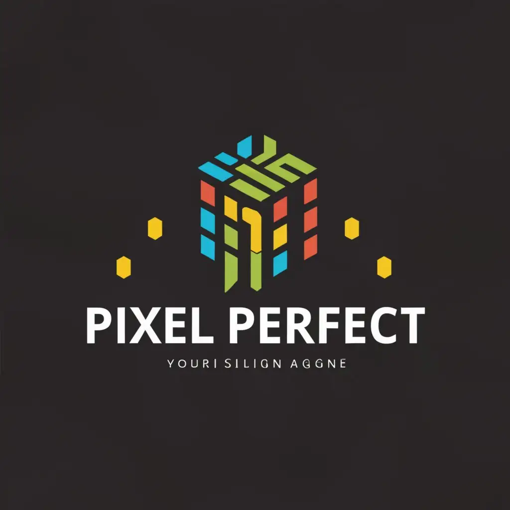 a logo design,with the text "Pixel Perfect", main symbol:Pixelated Computer Screen,Moderate,clear background