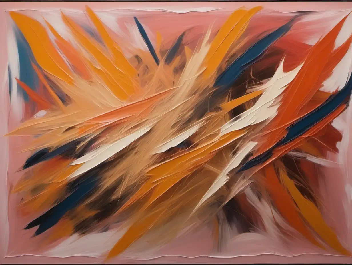 Vibrant Abstract Painting Expressive Brushstrokes in Warm Tones