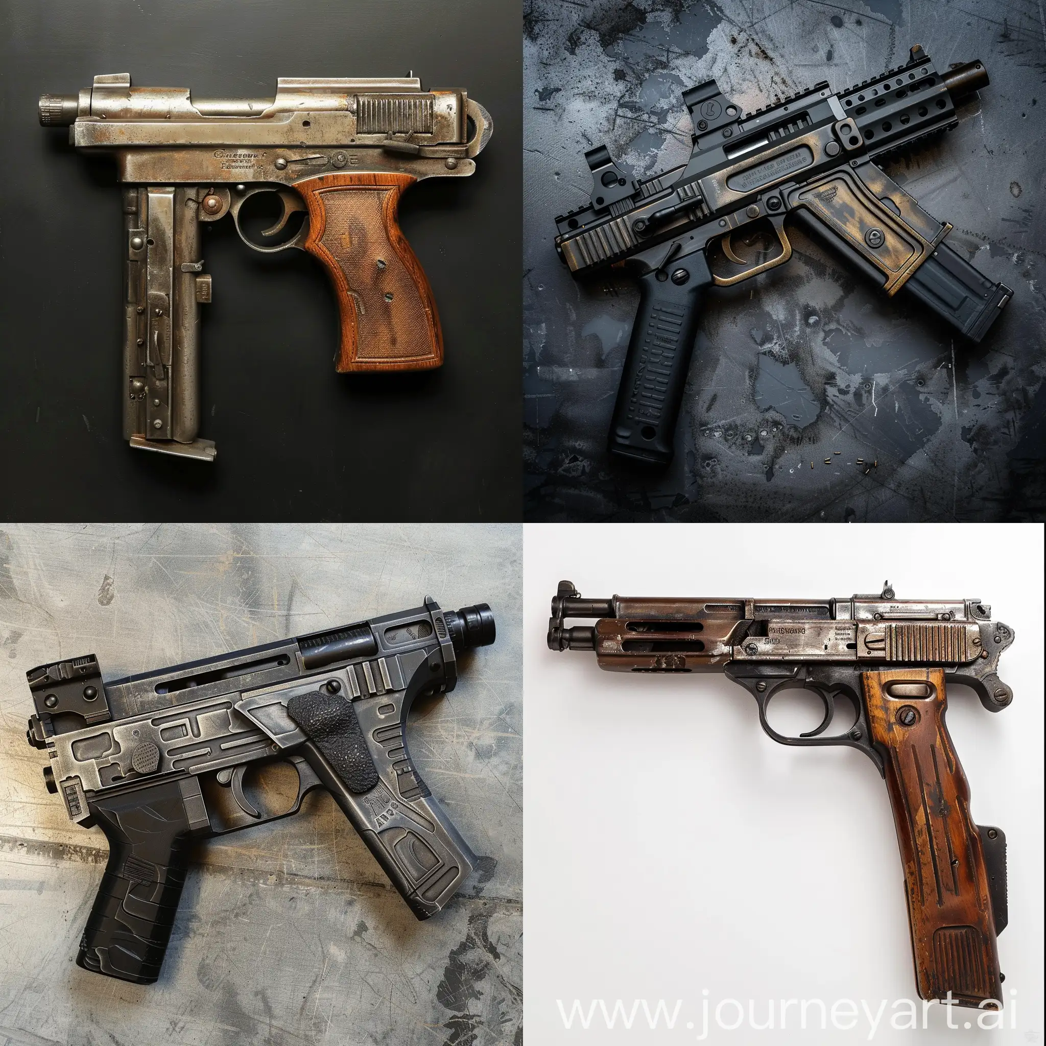Modern-Pistol-Submachine-Gun-on-Dark-Background