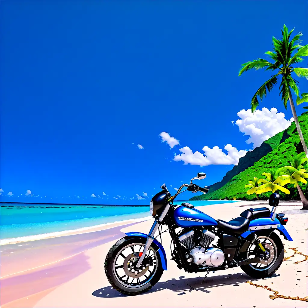 Une moto sur une plage aux Antilles