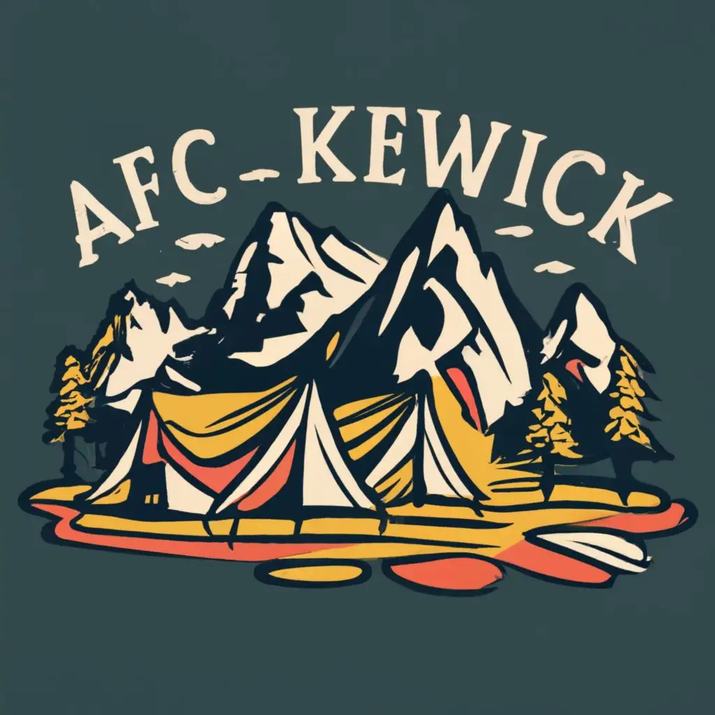 logo, mountain, youth, camper, with the text "AFC Keswick", typography, be used in Nonprofit industry