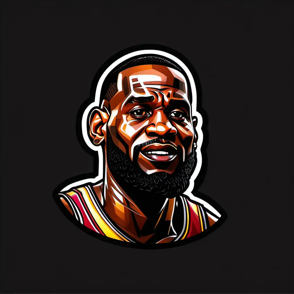 Cartoon Style LeBron James Icon with Transparent Background and Black Stroke