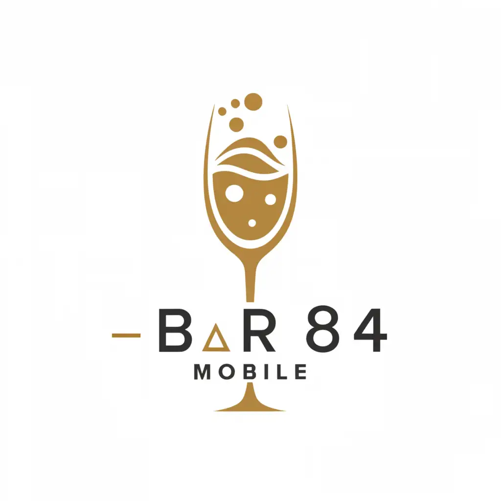 a logo design,with the text "Bar 84 Mobile", main symbol:champagne drinks,Moderate,be used in Events industry,clear background