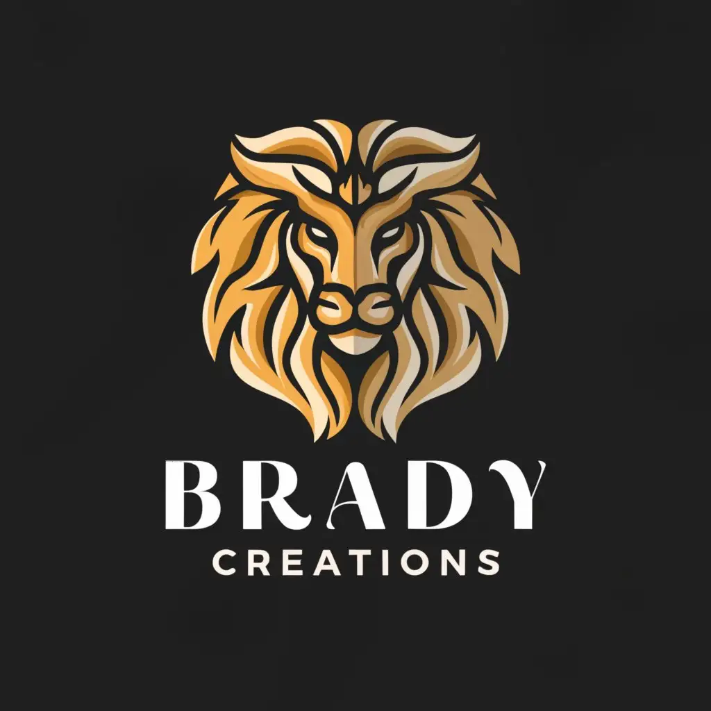 a logo design,with the text "Brady Creations", main symbol:Lion & Owl,Moderate,clear background