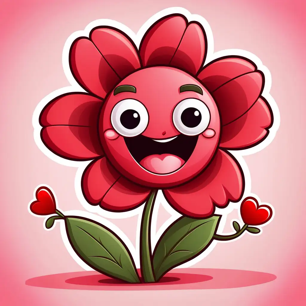 Cheerful Cartoon Flowers Celebrating Valentines Day