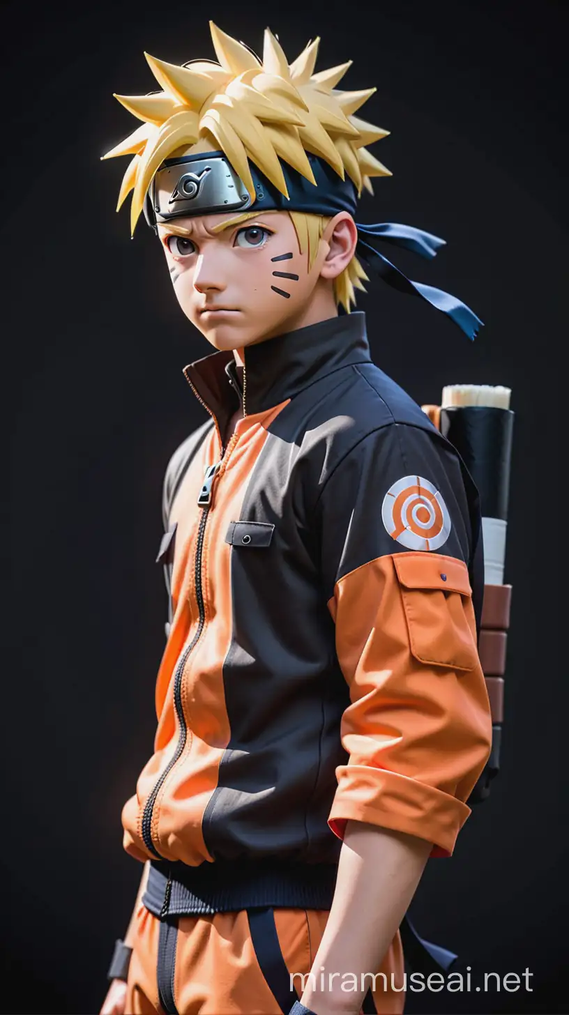 Naruto Displaying Intelligence with a SciFi Dark Background