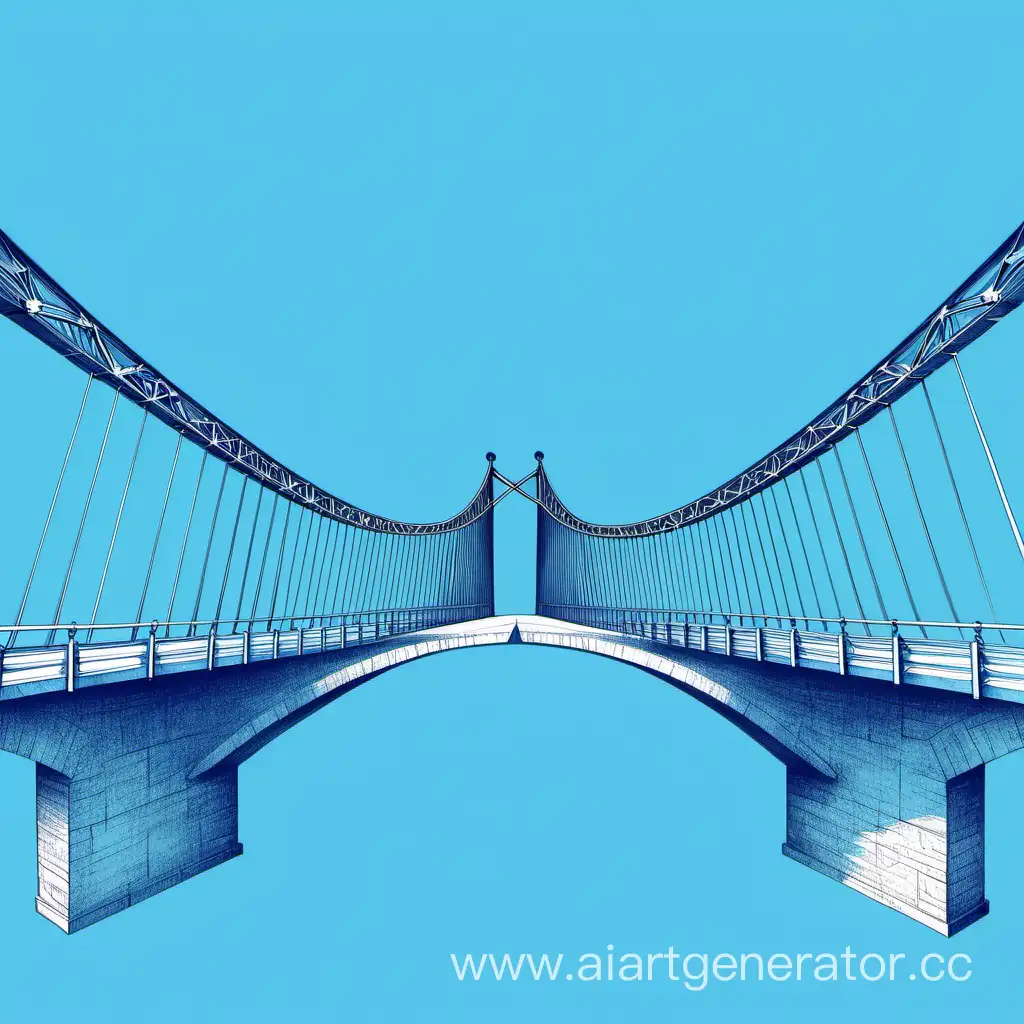 мост, чертеж,синий фон,перпектива
