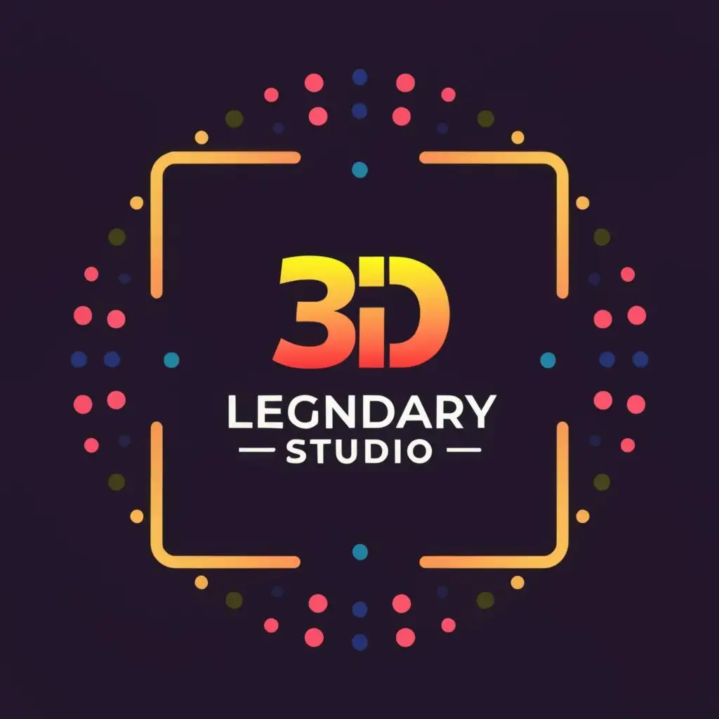 logo, square, with the text "3D Legendary Studio", typography, be used in Entertainment industry